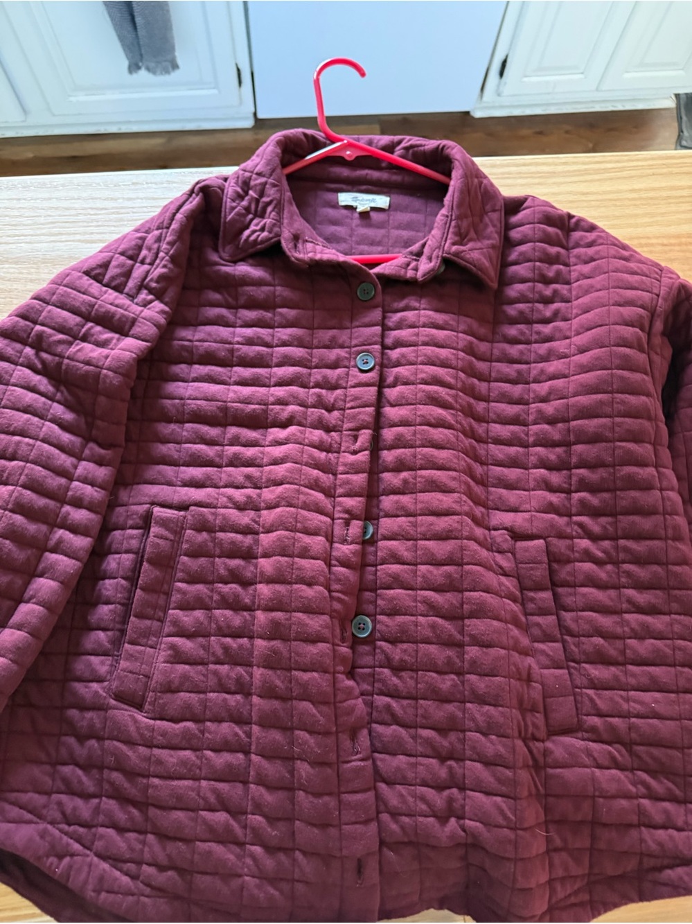Madewell Women’s Quilted Button-Front Jacket in Wine